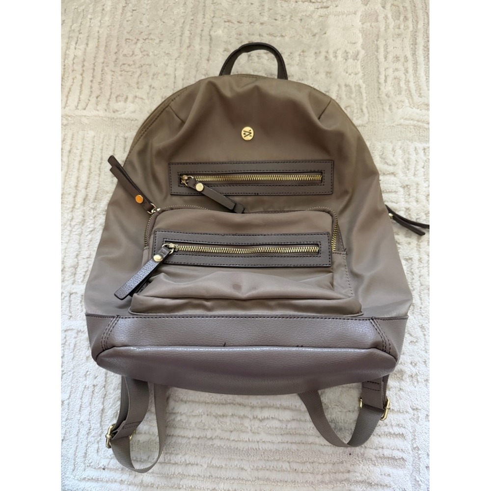 Travanti Nylon Backpack Taupe Brown Travel Laptop School Minimalist Bag